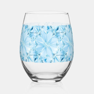 Kristal Ijs Abstract Blauw Geometrisch Patroon Wijnglas Zonder Voet
