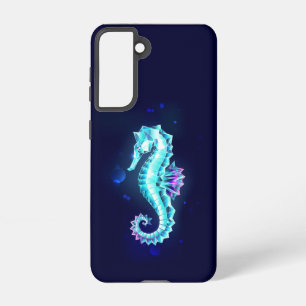 Kristal Ijs Zeepaardje op Blauwe Achtergrond Samsung Galaxy Hoesje