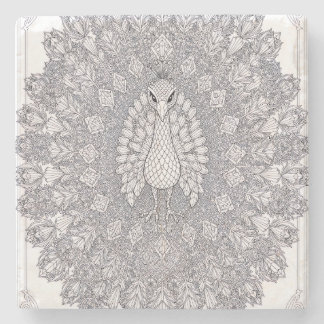 Kristal Pauw Geometrische Vogel Lijn Kunst Stenen Onderzetter