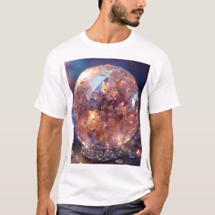 Kristal quarts planeet glitter zilver glanzende tw t-shirt