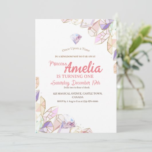 Kristal verjaardagsfeestje Eerste verjaardagsfeest Kaart (Staand voorkant)