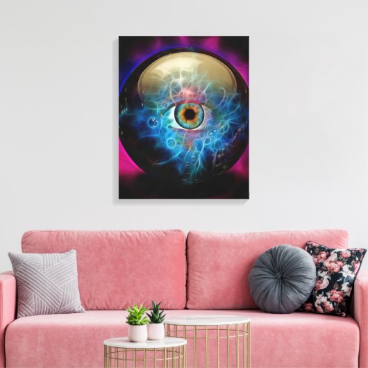 Kristalbal met oog canvas afdruk (Insitu (Woonkamer))