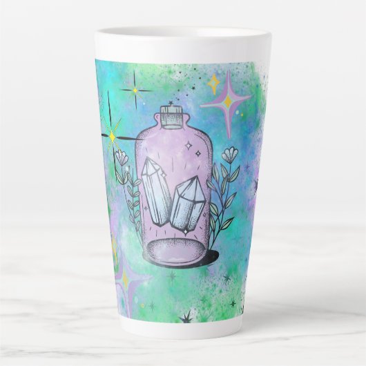 Kristalbeeld grote latte mok, heks, magie, gothic latte mok (Voorkant)