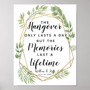 Kristalblad botanische hangover party bruiloft poster