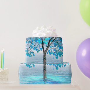 Kristalblauwe Boom Cadeaupapier