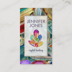 Kristalcluster voor het genezen van kleurrijke geo visitekaartje