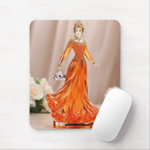 Kristalglazen prinses met oranje jurk muismat