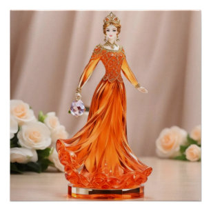 Kristalglazen prinses met oranje jurk perfect poster