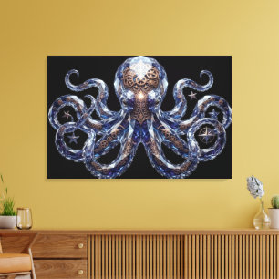 Kristallachtige Steampunk Octopus Canvas Afdruk