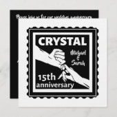 Kristallen 15de huwelijksverjaardag hand in hand kaart (Voorkant / Achterkant)