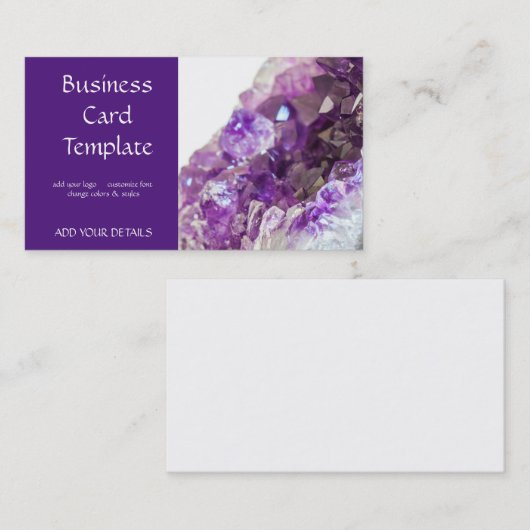 Kristallen Amethyst Visitekaartje (Voorkant / Achterkant)