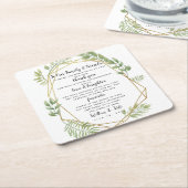 kristallen bruiloft groen feest/bruiloft dank u vierkante kartonnen onderzetter (Schuin)