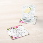 kristallen bruiloft rozen feest / bruiloft Dank u Vierkante Kartonnen Onderzetter (Insitu)