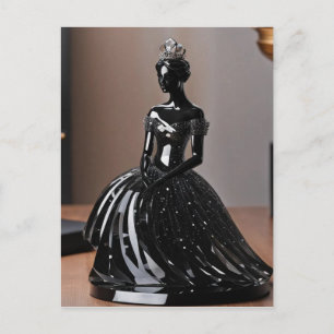 Kristallen glazen prinses met zwarte jurk briefkaart
