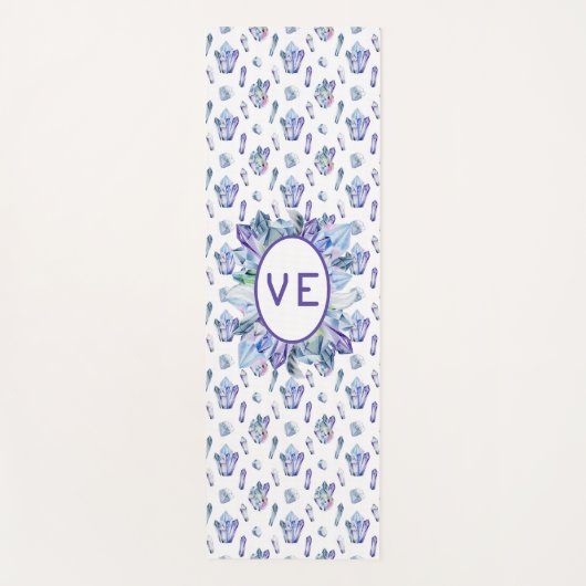 Kristallen In Blauw Paarse en Groen Yogamat (Voorkant)