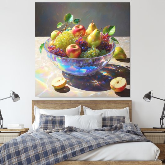 *~* Kristallen kom Stilleven Fruit SC6 Canvas Afdruk (Insitu (Slaapkamer))