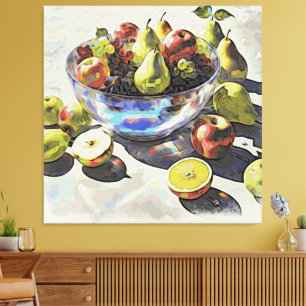 *~*Kristallen kom Stilleven SC6 Fruit Art Gift Canvas Afdruk