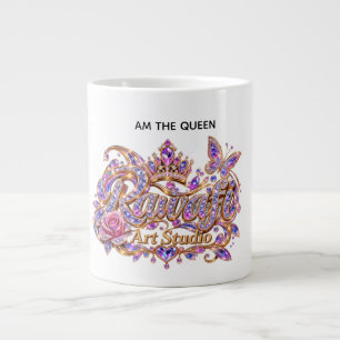 Kristallen Koningin Roze Bloemrijke Elegantie Extra Grote Beker
