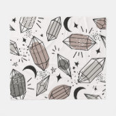 Kristallen, Maan, Sterren, Overlappend Ontwerp. Fleece Deken (Voorkant (Horizontaal))