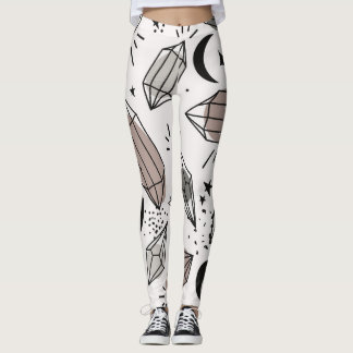 Kristallen, Maan, Sterren, Overlappend Ontwerp. Leggings