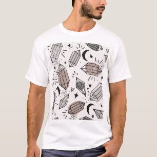 Kristallen, Maan, Sterren, Overlappend Ontwerp. T-shirt