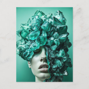Kristallen Masker Vrouw Versierd met Mineraal Fluo Feestdagenkaart