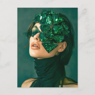 Kristallen Masker Vrouw Versierd met Mineraal Smar Feestdagenkaart