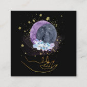 ** Kristallen Moon Sky Cosmos Healing Hand Vierkante Visitekaartje (Voorkant)