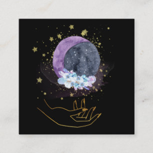 ** Kristallen Moon Sky Cosmos Healing Hand Vierkante Visitekaartje