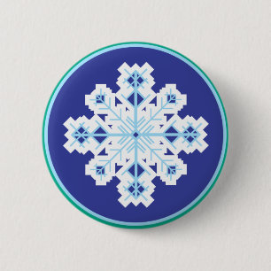 kristallen sneeuwvlok ronde button 5,7 cm