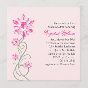 Kristallen's Bridal Shower Invitation (roze) Kaart