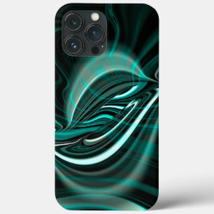 Kristallijn op donkergroene cyaancurven en rimpels iPhone 13 pro max hoesje