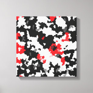 Kristallijn rood zwart-wit Abstract patroon Canvas Afdruk