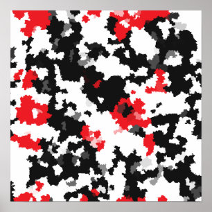 Kristallijn rood zwart-wit Abstract patroon Poster