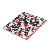 Kristallijn rood zwart-wit Abstract patroon Tegeltje (Zijkant)