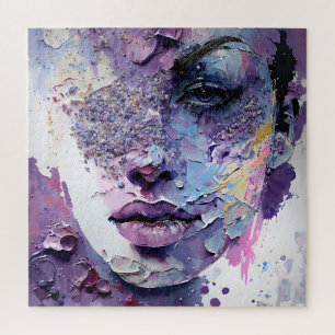 Kristallijne Stilte – Een Paarse Portret Legpuzzel