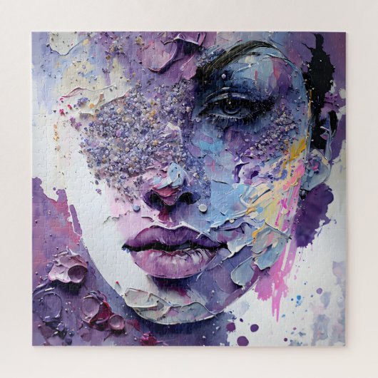 Kristallijne Stilte – Een Paarse Portret Legpuzzel (Verticaal)