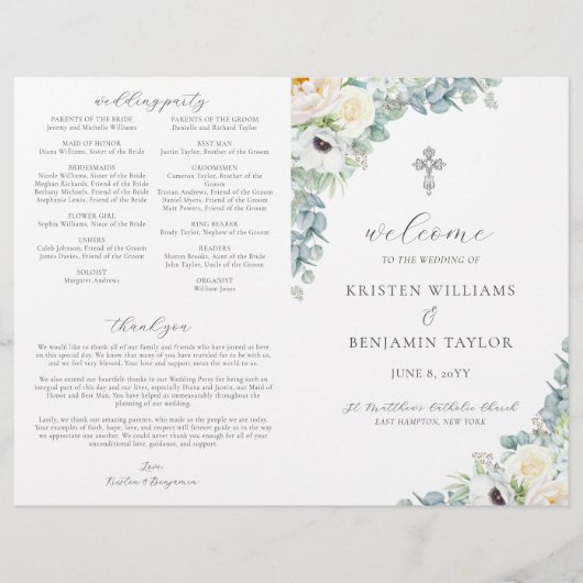 Kristen Catholic Mariage Mass Cérémonie Programme (Devant)