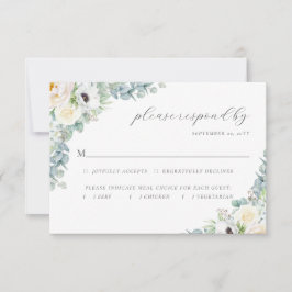 Kristen Elegant Boho Greenery Meal Choice Wedding RSVP Kaartje