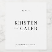 KRISTEN minimalistische bruiloft Wijn Etiket (Enkel label)