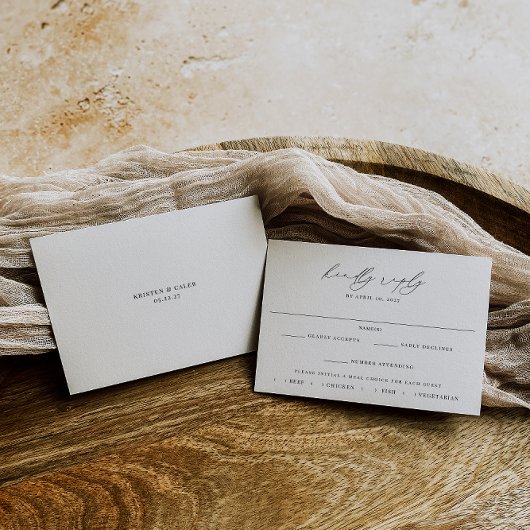 KRISTEN Minimalistische Maaltijdkeuze Trouwen RSVP Kaartje
