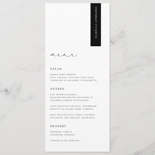 KRISTEN Moderne Mariage Menu Place Card (Devant)