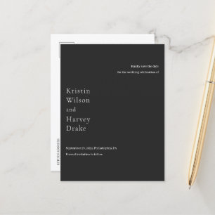 Kristin Charcoal Modern Wedding Save the Date Aankondigingskaart