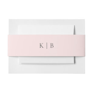 Kristina Elegant Simple Monogram Pastel Pink Uitnodigingen Wikkel