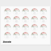 Kristina Floral Pink Boho Chic Wedding Ronde Sticker (Vel)