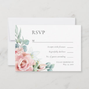 Kristina Pastel Pink Floral Boho Chic RSVP Kaartje