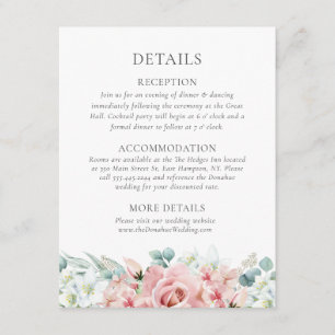 Kristina Pastel Pink Floral Boho Wedding Details Informatiekaartje