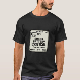 Kritieke sociale batterij Grappige introvert Tech T-shirt