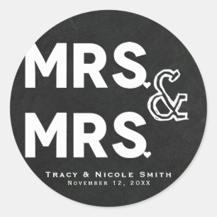 Kritisch krijt Mrs. & Mrs. Trouw Verlovingsfeest Ronde Sticker