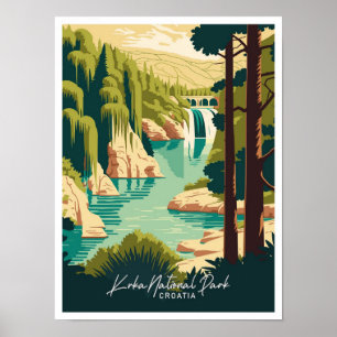 Krka Kroatië Art Travel illustratie Poster